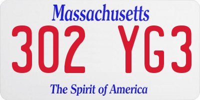 MA license plate 302YG3