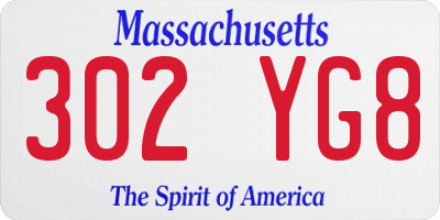 MA license plate 302YG8