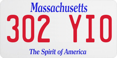 MA license plate 302YI0