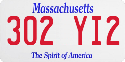 MA license plate 302YI2