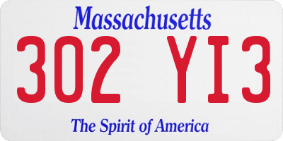 MA license plate 302YI3