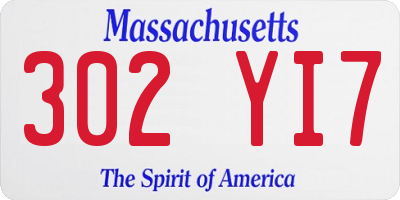 MA license plate 302YI7