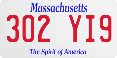 MA license plate 302YI9