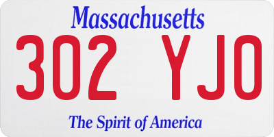 MA license plate 302YJ0