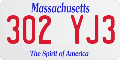 MA license plate 302YJ3
