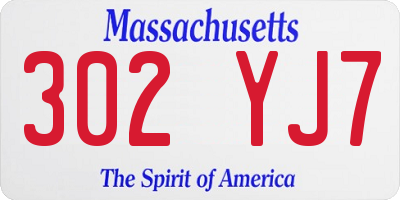MA license plate 302YJ7