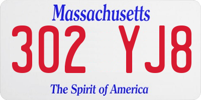 MA license plate 302YJ8