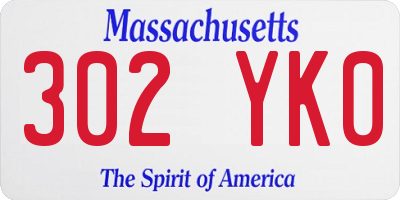 MA license plate 302YK0