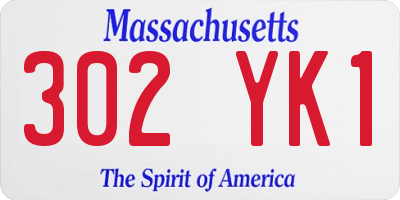 MA license plate 302YK1