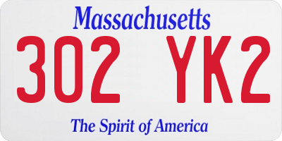 MA license plate 302YK2