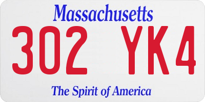 MA license plate 302YK4