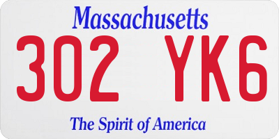 MA license plate 302YK6