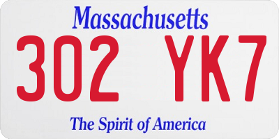 MA license plate 302YK7