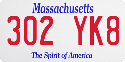 MA license plate 302YK8