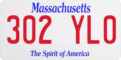 MA license plate 302YL0