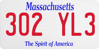 MA license plate 302YL3
