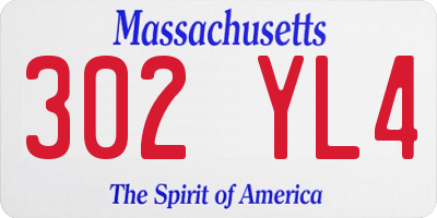MA license plate 302YL4