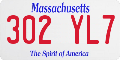 MA license plate 302YL7