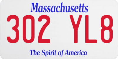 MA license plate 302YL8