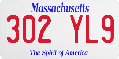 MA license plate 302YL9