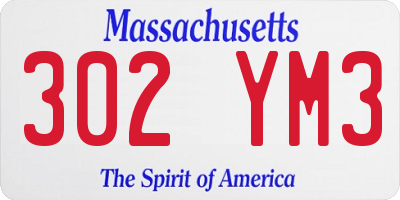 MA license plate 302YM3