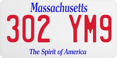 MA license plate 302YM9