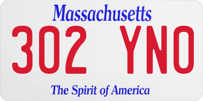 MA license plate 302YN0