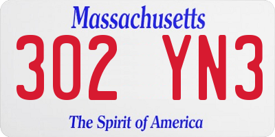 MA license plate 302YN3