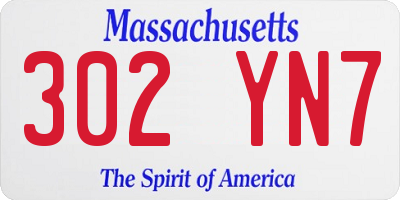 MA license plate 302YN7
