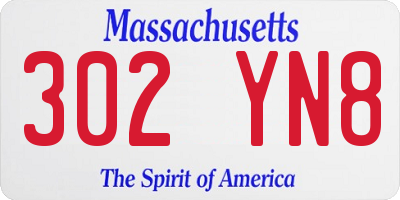 MA license plate 302YN8