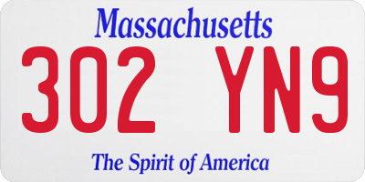 MA license plate 302YN9