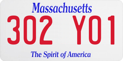 MA license plate 302YO1