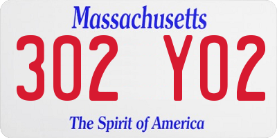 MA license plate 302YO2