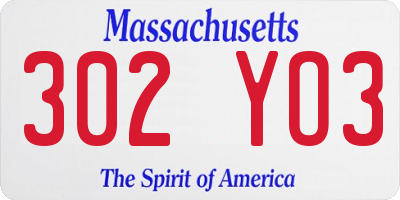 MA license plate 302YO3