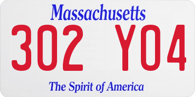 MA license plate 302YO4