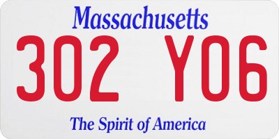 MA license plate 302YO6