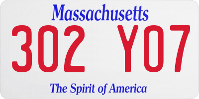 MA license plate 302YO7