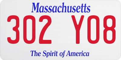 MA license plate 302YO8