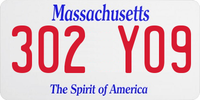 MA license plate 302YO9