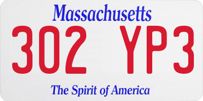 MA license plate 302YP3