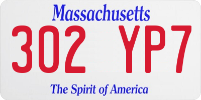 MA license plate 302YP7