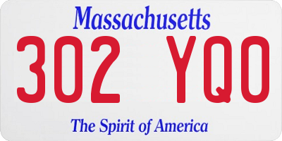MA license plate 302YQ0