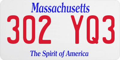 MA license plate 302YQ3