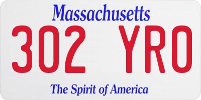 MA license plate 302YR0