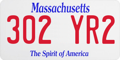 MA license plate 302YR2