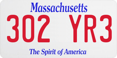 MA license plate 302YR3
