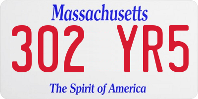 MA license plate 302YR5
