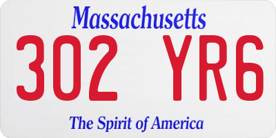 MA license plate 302YR6