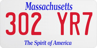 MA license plate 302YR7