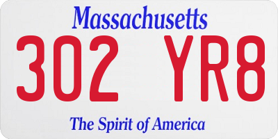 MA license plate 302YR8